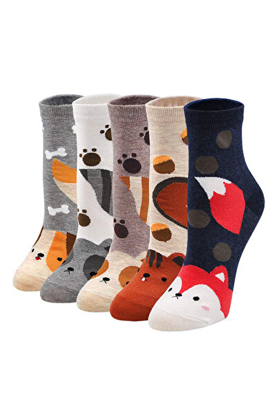 EFAYN.RO Women's socks, set of 5 pairs, chic pattern with animals, size 38 - ...