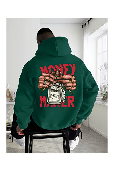 Unisex Money Maker Baskılı Oversize Sweatshirt – Kapüşonlu Günlük & Sokak Modası