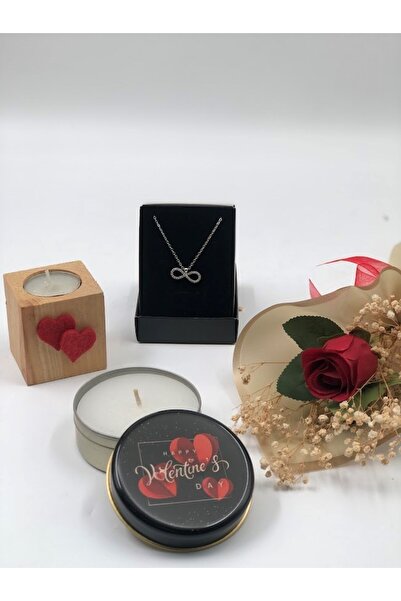 Denseden Sevgilime Hediye, Eşime Hediye, Sonsuzluk Kolye, Mum Ve Kırmızı Gül ...