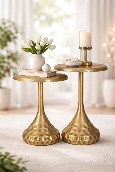 Valda VERA 2’li Gold Eskitme Dövme Sehpa Seti