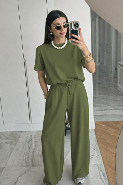 YAKAMEL SET DE PENTRU FEMEI, CU MÂNECĂ SCURTĂ, DIN 2 FIRURI, BUMBAC PEȚINET, ...