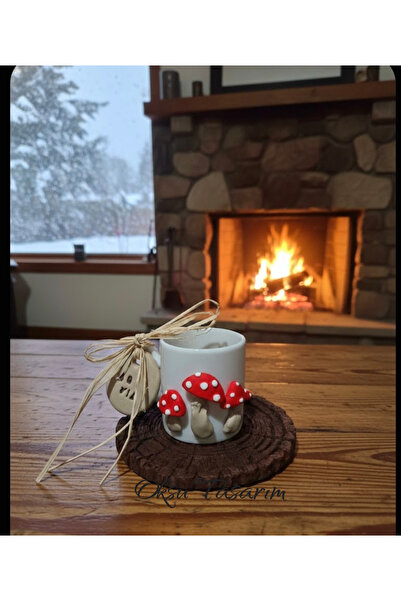 oksukokulutaş Mushroom Patterned Turkish Coffee Cup