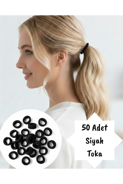 OMAC مجموعة من 50 مشبك شعر مطاطي أسود للنساء |   مشابك شعر متينة ومرنة من سلس...