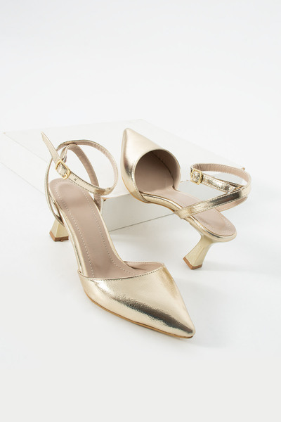 guijarro Women's Metallic Pointed Toe Goblet Heeled Shoes - Stylish Ankle Str...