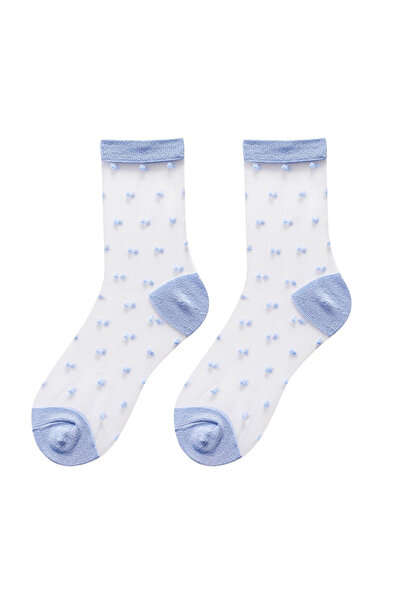 EFAYN.RO Women's socks, transparent, reinforced heel and toe, with print, siz...