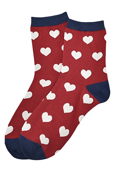 EFAYN.RO Trendy socks, ankle model, heart print, size 36-42, unisex, burgundy...