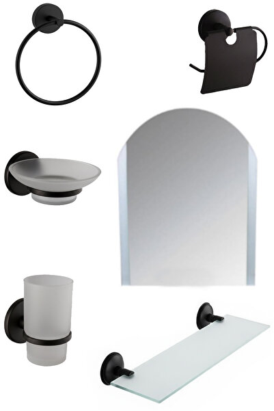 tesitay Gül 5 Li Ayna Seti Siyah Renk