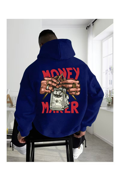 LUNAVISTA Unisex Money Maker Baskılı Oversize Sweatshirt – Kapüşonlu Günlük &...