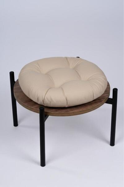 ALTINPAMUK ديفني كرسي مستدير مع وسادة بيج 39 سم