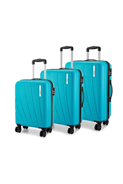 Safari Cairo 3-Piece Luggage Set (55/65/75cm) Cyan - Hard PP, 8 Wheels, Lock