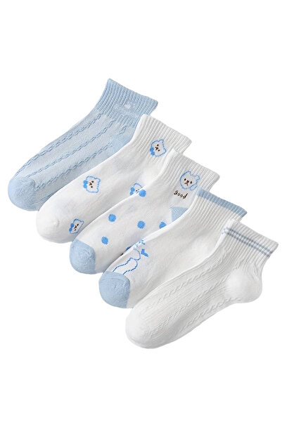 EFAYN.RO Women's socks, set of 5 pairs, teddy bear pattern, over the ankle, s...