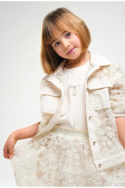 LOCO LOCO Limi̇ Girl's Soft Texture Jacket Skirt T-Shirt 3-Piece Set