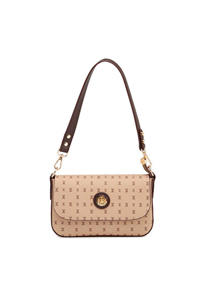 Tergan Kahverengi Print Kadın Omuz Çantası - S1WPR0000800-T2E