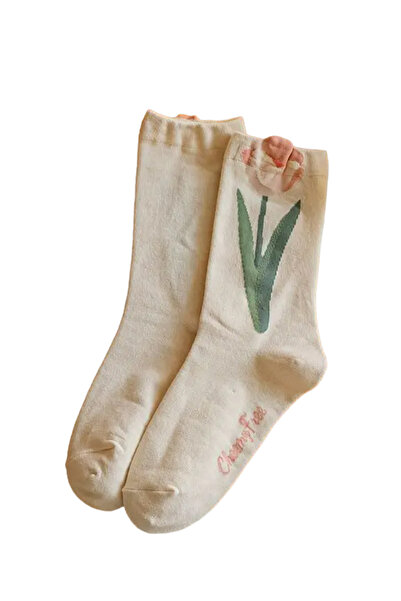 EFAYN.RO Women's socks, chic elegant model with floral print, size 38 - 42, b...