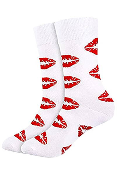 EFAYN.RO Pleated, ankle-length model, with lips print, size 36-42, unisex, wh...