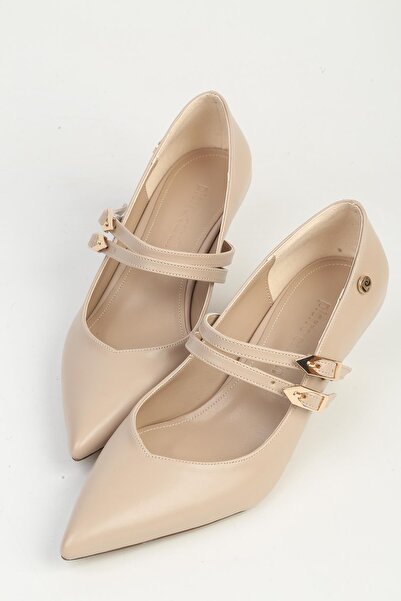 Pierre Cardin Women's Beige Heeled Shoes Pc-55732