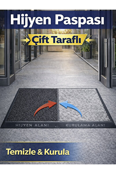 BEYLİNİ Double Sided Disinfectant Hygiene Mat Door Home Office Entrance Curly...