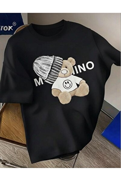 LELVANİ Black/White Printed Bear Tshirt