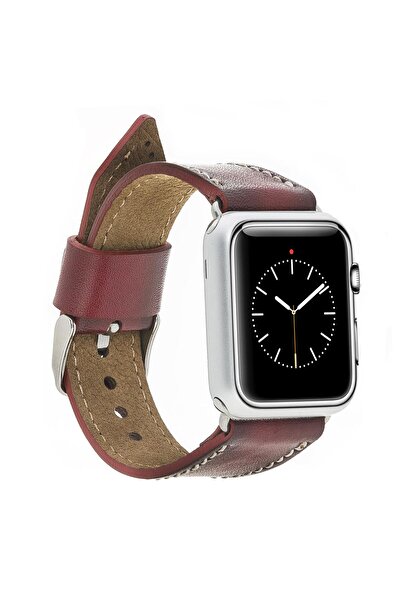 PLM Watch Compatible Leather Band 42-44-45mm Sm25 Claret Red