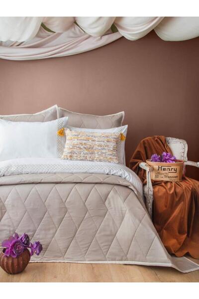 Apricitas HOME طقم غطاء سرير مزدوج باللون البيج من بيتل