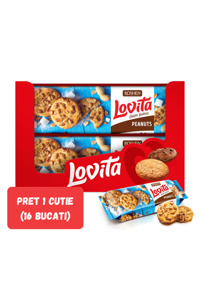 Roshen SET 16 PIECES - LOVITA CLASSIC COOKIES, BISCUITS WITH PEANUTS 150g/16pcs