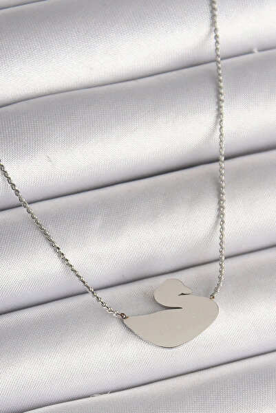 shopwave 316L Steel Silver Color Chain Swan Model Women's Necklace