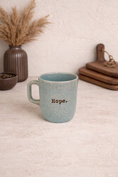 tutku home Stoneware, Mat Retro Kupa Bardak ( Happy, Hope, Feel, Coffee