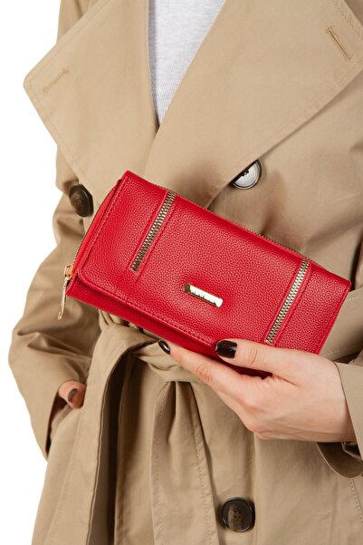 Newish Portofel și suport pentru carduri din piele vegană pentru femei, cu co...