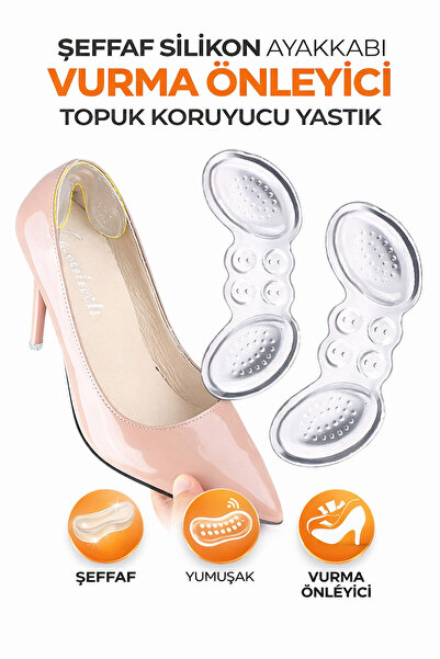 Ecuy Şeffaf Silikon Ayakkabı Vurma Önleyici Topuk Koruyucu Yastık Kaymaz Topu...