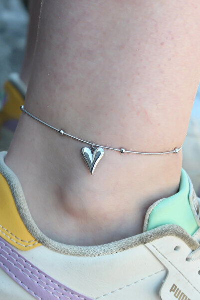 shopwave 316L Steel Silver Color Heart Figure Women Anklet
