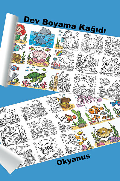 metafortoys Okyanus Dev Boyama Kağıdı 2.5 metre x 62 cm Kağıt Aktivite Rulosu