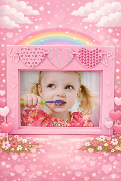 Angelphoto Pembe Kalp Desenli Çerçeve 13x18 LM7655