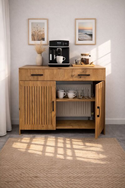 bangu Kapaklı Petek Üstü Kahve Köşesi Dolabı ( Derinlik 47 cm ) Çok Amaçlı Ra...