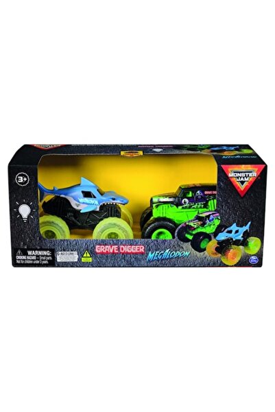 Matell Set of 2 Monster Jam Cars 1:43 - Grave Digger & Megalodon