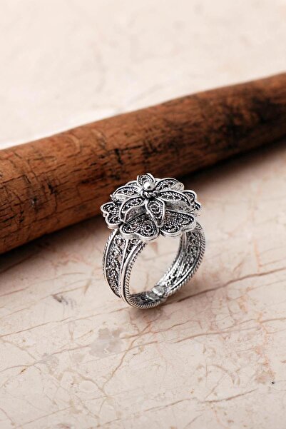 Sümer Telkari Telkari İşlemeli Elişi Papatya 925 Ayar Gümüş Yüzük 5999