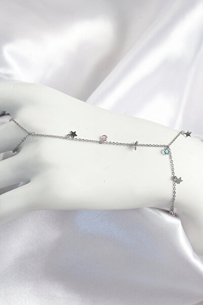 shopwave Brass Colored Zircon Stone Hanging Star Model Silver Color Women's S...