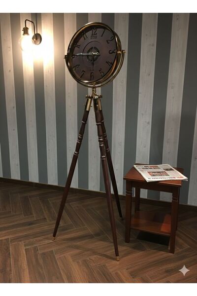 GÜL KONSEPT TRİPOD AHŞAP AYAKLI(KAHVERENGİ)40X40 DEKORATİF SAAT