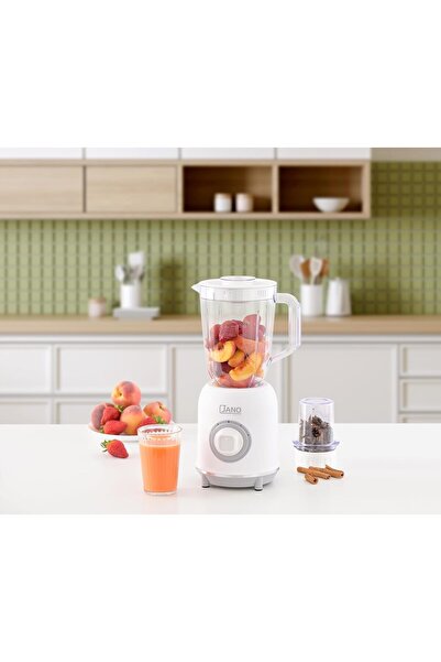 JANO خلاط بيرم مع مطحنة 450 واط، 1.5 لتر، سرعتان، لون ابيض