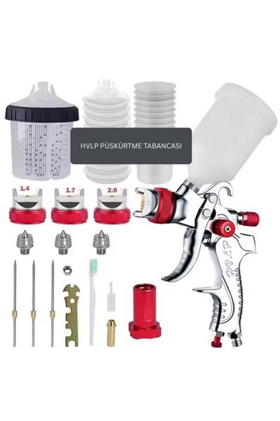 GÜMRÜK BEY HVLP Püskürtme Tabancası Takımı | 1.4-1.7-2.0 mm Nozul | 300ML Bar...