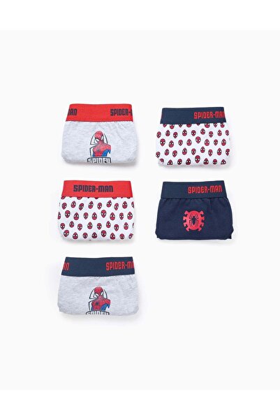Ziddy Pack of 5 Briefs for Boys 'Spiderman', Blue/White/Grey