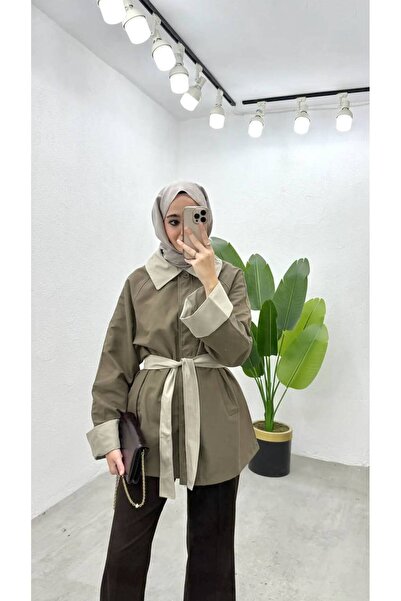 Butik KADIN gizli düğmeli gabardin ceket