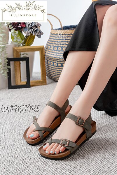 ljn lujinstore Luji̇nstore Women's Flip-Flop Orthopedic Sole Double Buckle Sa...