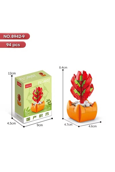 synshop Sukulent Crassula Capitella Saksı Çiçek 94Parça Bricks Yapı Blok 3 Bo...