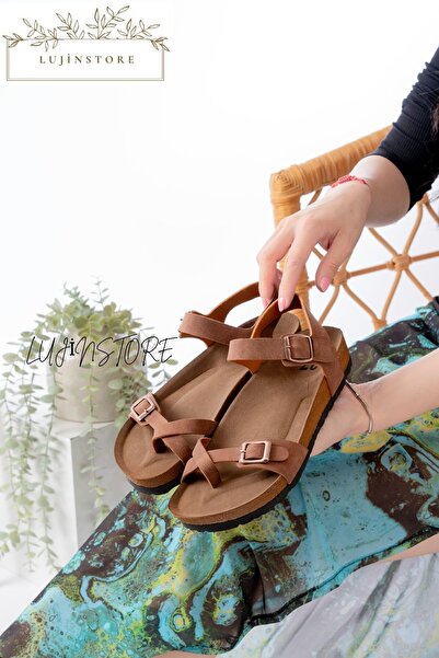 ljn lujinstore Luji̇nstore Women's Flip-Flop Orthopedic Sole Double Buckle Sa...