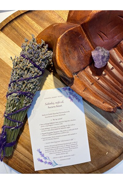 BİDOLUTAKI Ham Ametist Kaya Doğal taş, Lavanta Demet Tütsü Seti
