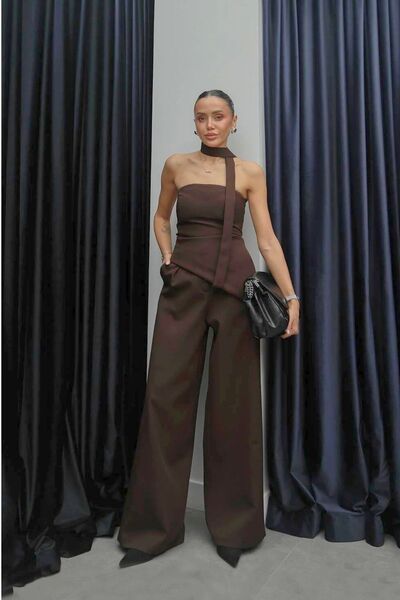 FMN Collection Asymmetrical Design with a Shawl Collar and Back String Detail...