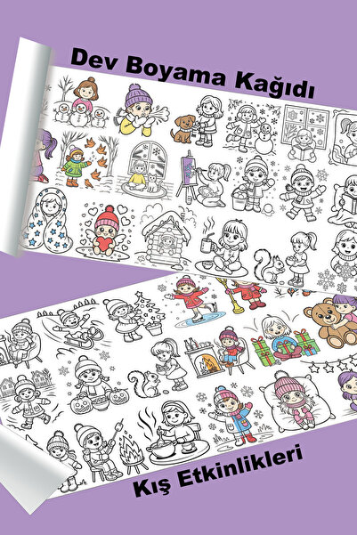 metafortoys Kış Etkinlikleri Dev Boyama Kağıdı 2.5 metre x 62 cm Kağıt Aktivi...