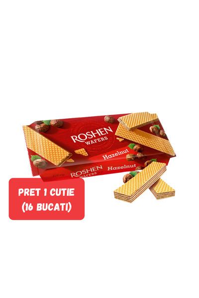 Roshen SET 16 PIECES - Wafers HAZELNUT, wafers layered with hazelnut filling ...