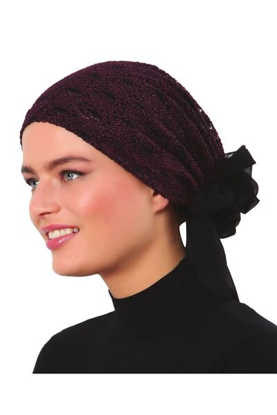 elysianfidan Turban instant Buklet din tul negru-violet, potrivit pentru uz m...