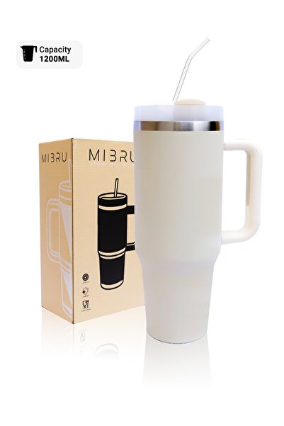 MIBRU MI3RU 1200ml Vacuum Insulated Tumbler with Handle & Straw – Stainless S...